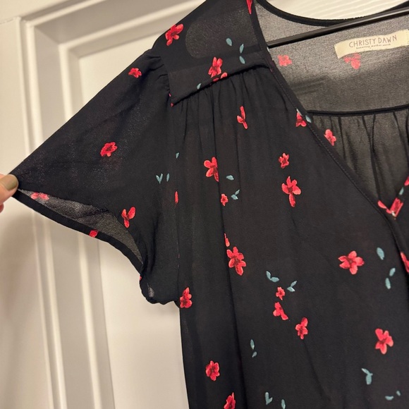 ✨ Christy Dawn “Dawn Dress” Night Lily Black Floral Midi | XL | Made in USA - Picture 11 of 13